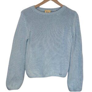 Elie Tahari Light Blue Size S Crewneck Knit Sweater Long Sleeve